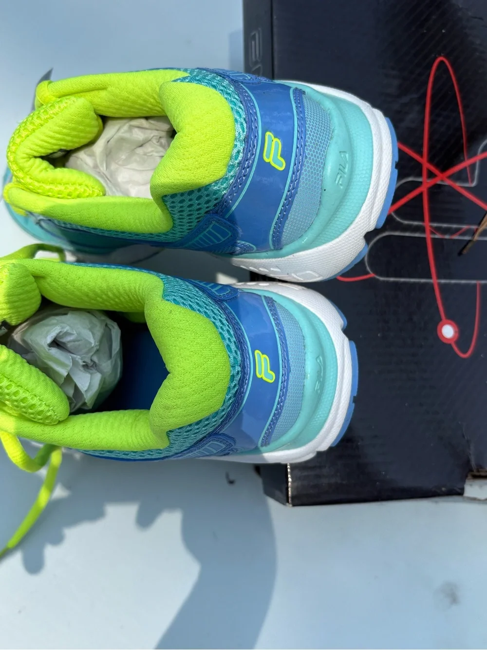 Fila Women's Aqua Teal and Neon Yellow Sneakers